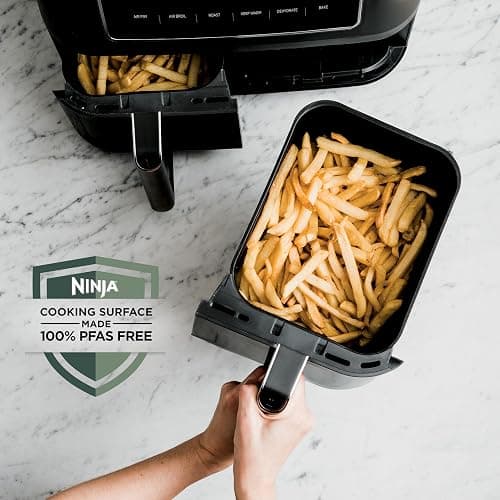 Ninja | Air Fryer | Finish Cooking Multiple Foods at the Same Time | 6-in-1 (Air Fry, Broil, Roast, Keep Warm, Dehydrate, Bake) | Fit up to 8lb Chicken Wings in the two 5 QT Baskets | DZ302 thumbnail 6