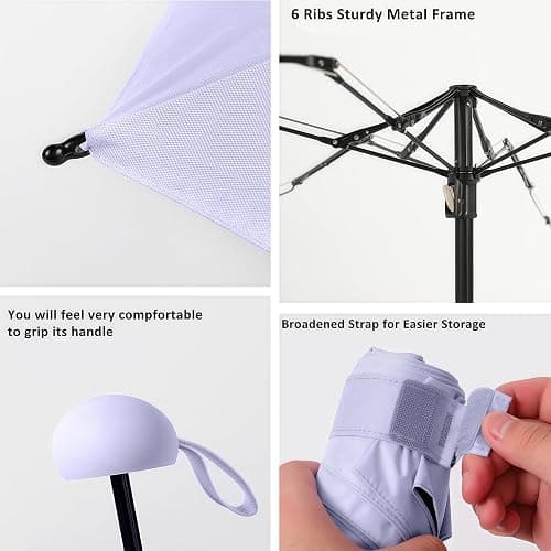BAODINI Travel Essentials Mini Umbrella for Purse With Case Small Compact UV Sun Protection Lightweight Tiny Pocket Manual Open Close Umbrella for Women Kids and Men Fits Purse Backpack thumbnail 7