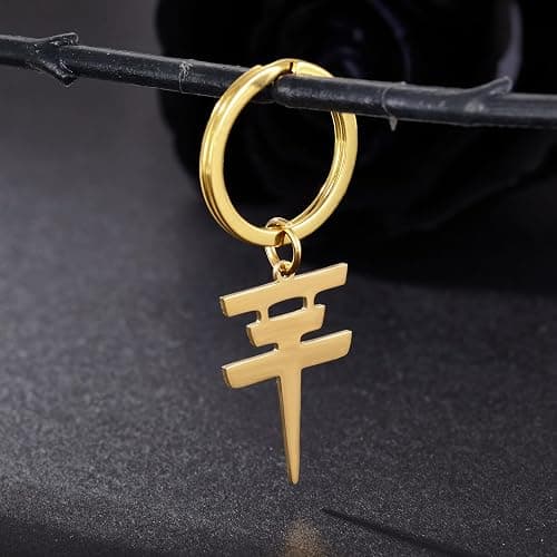 ZENRUIMING Tokyo Hotel-Schlüsselanhänger, Edelstahl, Motiv: Tokio Hotel, Rockband-Musik, Metallfigur, Tokio Hotel, Gold, Stahl, 6,2 x 2 cm, 2 Stück, Gold und Stahl, 6.2*2cm/2.44*0.78in thumbnail 6