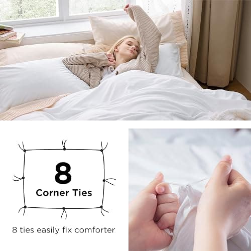 Bedsure White Duvet Cover Queen Size - 3 Pieces Prewashed Extra Soft Bedding Set, Includes 1 Duvet Cover 90x90 Inches with Zipper Closure & 2 Pillow Shams, Comforter Not Included thumbnail 4