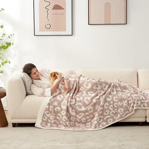 Snuggle Sac Leopard Throw Blanket for Couch Bed Sofa 50x60 inches, Reversible Beige Leopard Blanket Ultra Soft Cozy Blankets for Women Mothers Birthday Gifts thumbnail 2