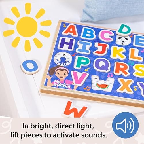 Melissa & Doug® Ms. Rachel™ Wooden Phonics Alphabet Sound Puzzle with Light-Activated Sound Effects, 26-Piece Toddler Toys for Boys and Girls Ages 2+ Years - FSC Certified thumbnail 2