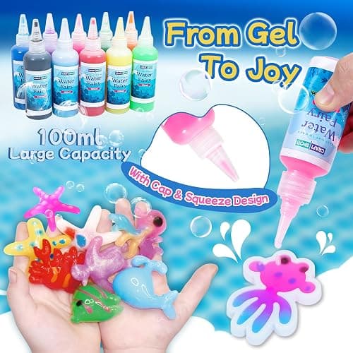 Glow-in-The-Dark Magic Gel Water Elf Toy Kit - Aqua DIY Fairy Set with 18 Sea Creature Molds, 100ml Water Gel, 20 Color Gels, Christmas & Birthday Gift, Make Your Own Arts & Crafts STEM Kit for Kids thumbnail 3