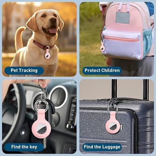 Trazzic Holder for AirTag 2nd & 1st Gen, Ultra Light Silicone Case & Upgrade Waterproof Clear Cover with Durable Anti-Losing Keychain, Shockproof & Anti-Scratch Cover for Pets, Kids, Luggage, Pink thumbnail 6