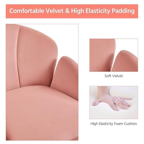 Yaheetech Pink Office Computer Desk Chair Makeup Vanity Dressing Table Chair Modern Swivel Rolling Armchair for Living Room, Bedroom, Makeup Room Women thumbnail 7