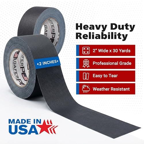 Gaffer Power Proudly Made in The USA, Real Professional Grade Gaffer Tape, Heavy Duty Gaffers Tape, Non-Reflective, Multipurpose. 2 Inches x 30 Yards, Black thumbnail 5