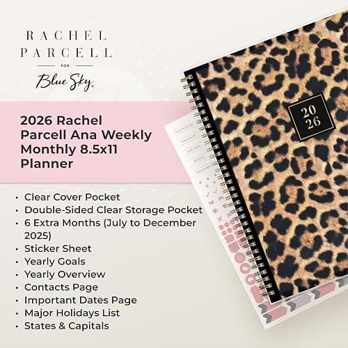 Blue Sky Rachel Parcell 2026 Weekly and Monthly Planner Calendar, January 2026 - December 2026, 8.5" x 11", Clear Pocket Cover, Durable Twin Wire Binding, Laminated Tabs, Storage Pocket, Stickers, Ana thumbnail 8