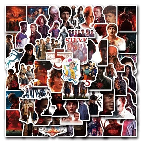 60pcs Movie Stranger Things 5 Stickers for Girl Waterproof Decal for Water Bottle,Adult Teen Kids Travel Case, Laptop, Guitar, Skateboard, Phone, Computer, Bike, Notebook, Helmet thumbnail 7
