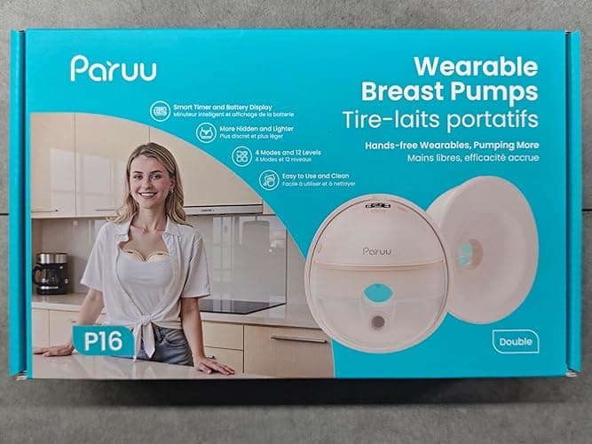 Paruu Hands Free Breast Pump P16, Wearable Breast Pump Electirc Portable with 4 Modes & 12 Levels, Max 309mmHg Strong Suction 19/21/24mm Flange Inserts Wearable Breastfeeding Pump, 2 Pack（Nude thumbnail 9