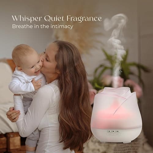 Earnest Living Rose Essential Oil Diffuser 150ml – Mini Ultrasonic Aromatherapy Humidifier for Bedroom & Desk, Quiet Mist, USB Powered, 7-Color Night Light, BPA for Women, Frosted White thumbnail 4