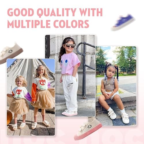 HAPPY NOCNOC Toddler Shoes for Boys & Girls, Canvas Dual Hook and Loops Sneakers with Candy-Colored Sole thumbnail 6