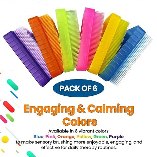 Wilbarger Method Therapy Sensory Brush Occupational & Therapressure Brush for Calming, Stimulating, and Sensory Brushing – Use as Part of The Wilbarger Brushing Protocol, Colored, 6 Count (Pack of 1) thumbnail 4