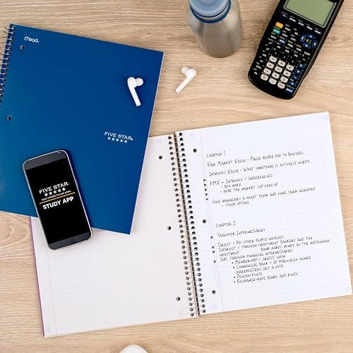 Five Star Spiral Notebook + Study App, 5 Subject, College Ruled Paper, 8-1/2" x 11", 200 Sheets, Fights Ink Bleed, Water Resistant Cover, Pacific Blue (73635) thumbnail 2