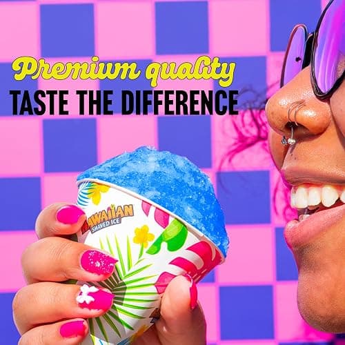 Hawaiian Shaved Ice Blue Raspberry Syrup - Made Nut Soy Dairy Free in the USA - Flavor Fluffy Shaved & Crunchy Snow Cone - Shelf Stable After Opening - Makes 8 Servings - 16 ounces thumbnail 4