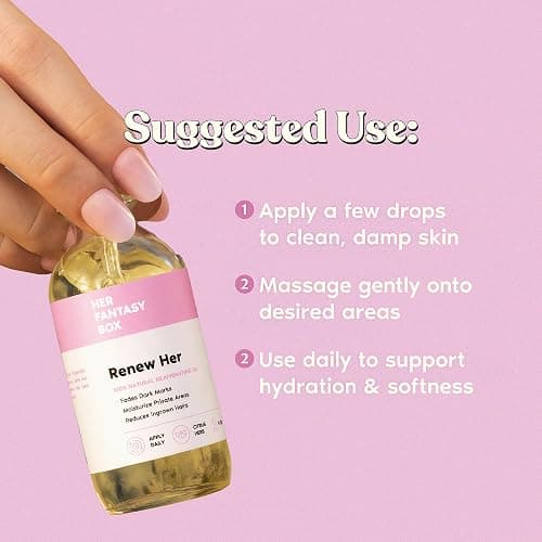 Her Fantasy Box Renew Her | Natural Rejuvenating Yoni Oil for Dark Spots, Ingrown Hair, and Skin Brightening - Nourishing, Moisturizing Formula for All Skin Types thumbnail 3