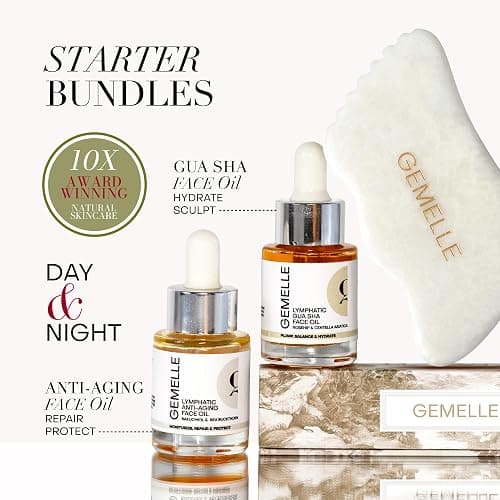 GEMELLE Lymphatic Gua Sha Face Oil | 10x Award Winner | Vitamin C,E & A | Detox, Plump, Sculpt, Hydrate | High-Altitude Rosehip | Natural Botanical for Gua Sha Facial Tools, Lymphatic Drainage - 15ml thumbnail 5