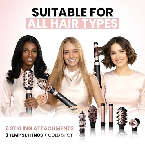 ELLA BELLA® 6 in 1 Professional Hot Air Styler • Powerful Hair Dryer & Straightener Set • Styling Without Heat Damage • Fast Drying Curling Volumizing Straightening • Includes Protective Travel Case thumbnail 6