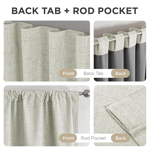 Joydeco Blackout Curtains for Bedroom - 84 Inch Long 100% Light Blocking 2 Panels Light Beige Drapes, Thermal Insulated Room Darkening Curtains, Linen Textured for Living Room, Rod Pocket & Back Tabs thumbnail 6