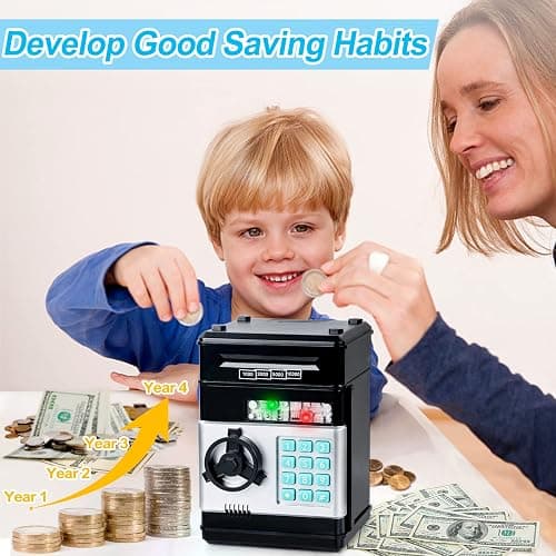 Refasy Piggy Bank Cash Coin Can ATM Bank Electronic Coin Money Bank for Kids Age 3-12, Money Savings Box Mini ATM Coin Bank Toys Gifts for 3 4 5 6 7 8 9 10 11 12 Year Old Boys Girls thumbnail 2