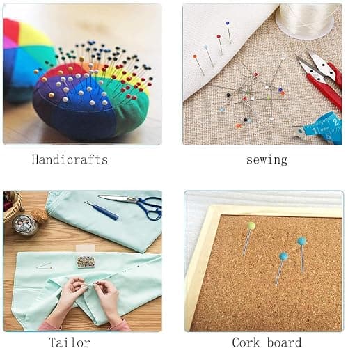 Lot de 250 épingles rondes pour mercerie, patchwork, couture et loisirs créatifs 38 mm - Tête en verre 3 mm thumbnail 5