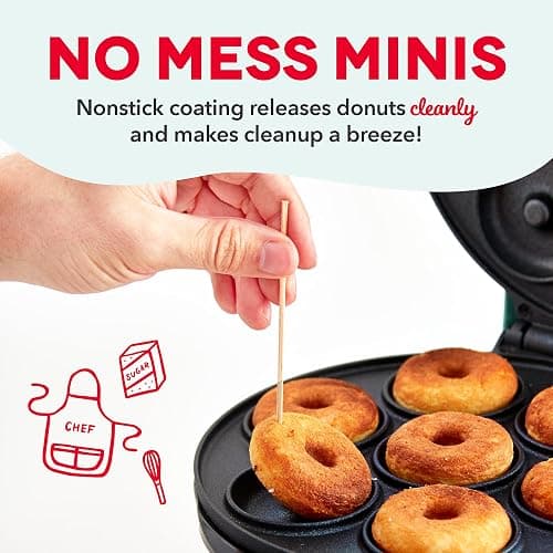 DASH Mini Donut Maker Machine for Kid-Friendly Breakfast, Snacks, Desserts & More with Non-stick Surface, Makes 7 Doughnuts - Aqua thumbnail 5