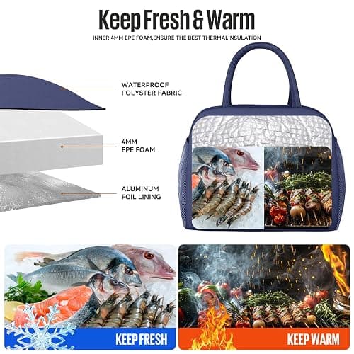 douyadady Lunch Bag Women/Men Lunch Box Women/Men (Dark blue) thumbnail 6