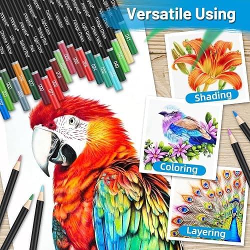 136 PCS Colored Pencils Set for Adult Coloring Books, 120 Colored Pencils with Sketchbook, Coloring Book, Sharpener, Soft Core Oil-Based Coloring Pencils for Artists Drawing Sketching Blending Shading thumbnail 8