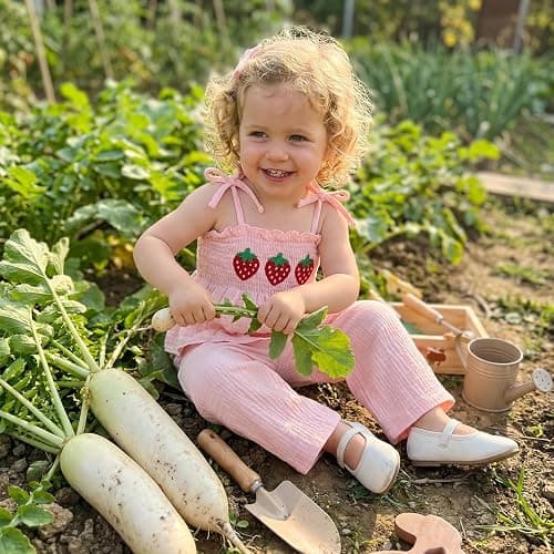Socutebabe Toddler Baby Girl Summer Clothes Sleeveless Muslin Smocked Top Pants 6 9 12 18 Month 2 3 4 5 Year Cute Kids Outfit thumbnail 3