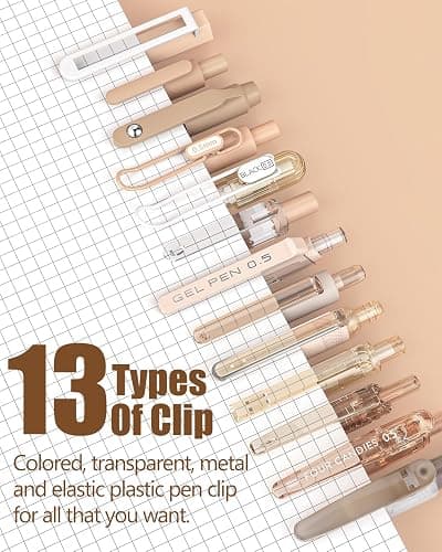 Four Candies 14Pack Pastel Gel Ink Pen Set,Cute Retractable 0.5mm Fine Point Pen,Note Taking Aesthetic Pens,12 Pack Black Ink Pens with 2Pack Highlighter, Smooth Writing Pens for School, Office(Brown) thumbnail 8
