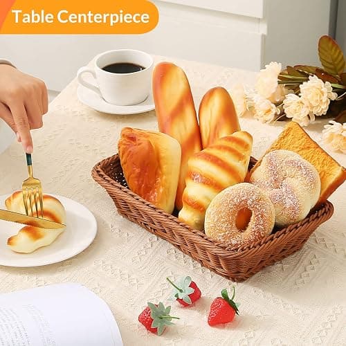 Joeabor 8pcs Artificial Bread Set, Realistic Fake Food for Display, Fake Bread for Decoration, Faux Food Props for Staging, Includes Faux Croissant, Dessert, Loaves thumbnail 4