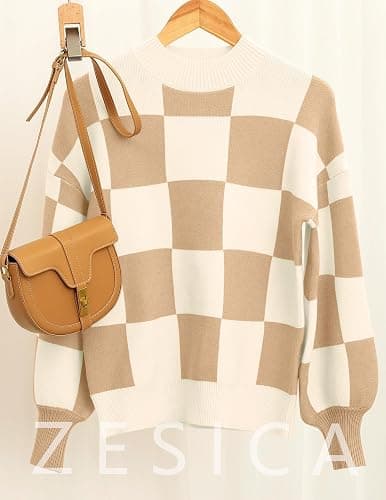 ZESICA Women's 2025 Fall Fashion Turtleneck Long Sleeve Striped Ribbed Knit Loose Pullover Sweater Tops thumbnail 7