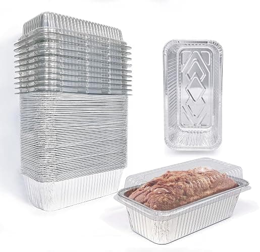 Disposable Loaf Pans with Lids, 50 Pack, 8.5x4.5" Bread Pans, Food Storage Containers, Heavy-duty 2lb Aluminum Loaf Pans, Pastry Boxes, Perfect for Baking Storing and Street Treats Takeout - Image 1