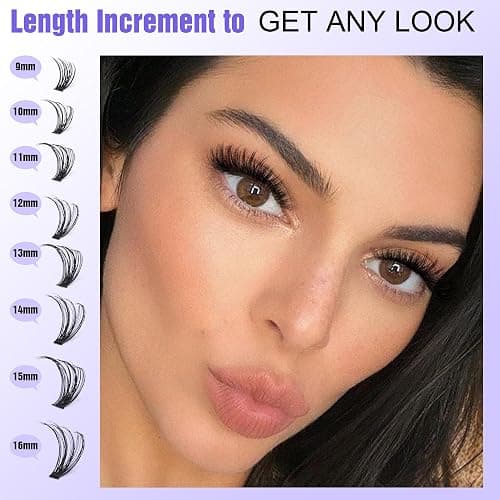 Lash Extension 280pcs Individual Lashes DIY Eyelash Extension Lash Clusters 40D 9-16mm Mix D Curl Eyelash Clusters Extensions Self Application at Home (40D-D-9-16MIX) thumbnail 5