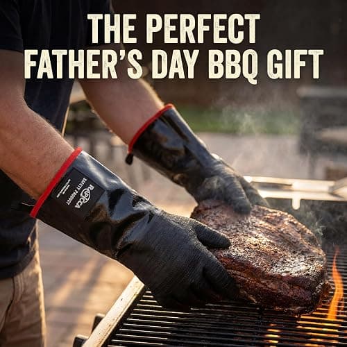 RAPICCA 932°F Heat Resistant BBQ Grill Gloves: Oil Resistant Waterproof for Smoking Grilling Cooking Barbecue Deep Frying Turkey Rotisserie Handling Hot Greasy Meat | Great Stocking Stuffers for Men thumbnail 3