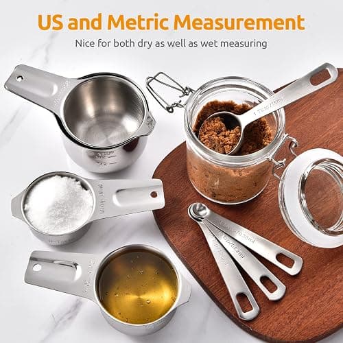Measuring Cups, U-Taste Measuring Cups and Spoons Set of 15 in 18/8 Stainless Steel : 7 Measuring Cups and 7 Measuring Spoons with 2 D-Rings and 1 Professional Magnetic Measurement Conversion Chart thumbnail 8