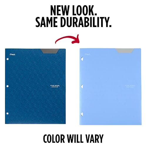 Five Star 2-Pocket Folder, Plastic Folder with Stay-Put Tabs, Fits 3-Ring Binder, Holds 8-1/2" x 11" Paper, Pacific Blue (333420C-ECM) thumbnail 4