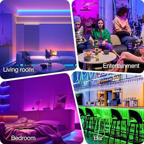 Mexllex LED Strip Lights 30M, Music Sync Color Changing RGB LED Strip with Remote, Sensitive Built-in Mic, App Controlled LED Lights, RGB LED Light Strip(APP+Remote+Mic) thumbnail 8