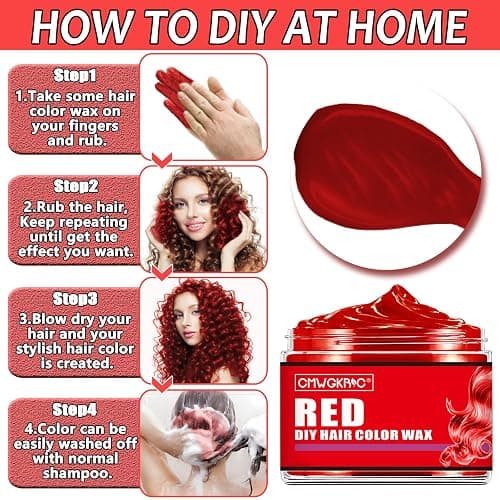 4 Colors Temporary Hair Color for Kids,Gifts for Teens,Girls,Boys,Gifts for Kids,Temporary Hair Dye,Hair Color Spray Green Red Blue Purple Hair Dye Hair Wax Color,Instant Color Wax Halloween Party thumbnail 7