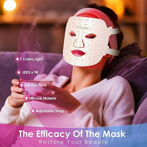 Red Light Therapy for Face, 7 Colors Led Light Therapy Silicone Facial Mask - Birthday, Christmas, Mothers Day, Valentines Day, Self Care Gifts for Her Women Mom Best Friend Wife (Pink) thumbnail 2
