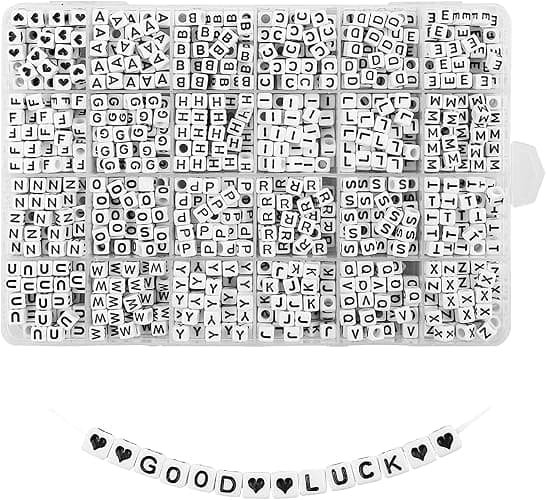 Quefe 1440pcs Acrylic Letter Beads White Cube Sorted Alphabet Beads for Jewelry Making, Bracelets, Necklaces, Key Chains (6 x 6mm) - Image 1