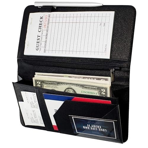 Server Book with Zipper Pocket and Magnetic Closure Server Booklet Waitress Books Serving Book with Money Pocket Waitstaff Organizer Fit Server Apron Waiter Book Wallet High Volume Pocket - Image 1