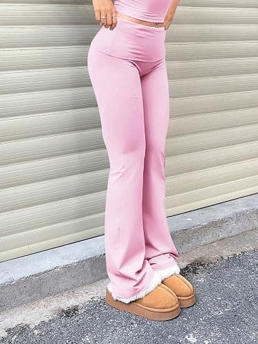 FAQUDY Women's 3 Piece Yoga Pants Set High Waisted Elastic Waist Flare Bootcut Leggings Gym Workout Casual Wear thumbnail 2