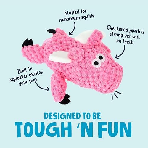 goDog Checkers Just for Me Flying Pig Squeaky Plush Dog Toy with Chew Guard Technology, Durable Fabric & Squeaker for Active Play, Pink, Mini thumbnail 2