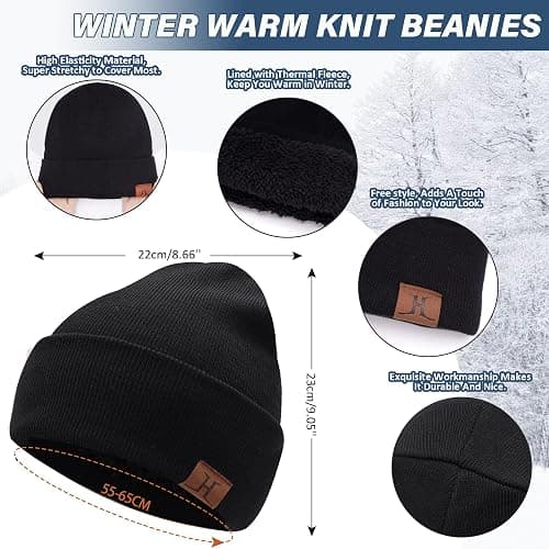 Winter Beanie Hat Scarf Touchscreen Gloves Set for Men and Women, Beanie Gloves Neck Warmer Set with Warm Knit Fleece Lined thumbnail 2