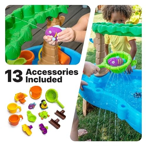 Step2 Tropical Rainforest Kids Water Tables, Outdoor Toddler Activity Table, Ages 1.5+ Years Old, 13 Piece Water Toy Accessories, Blue & Green thumbnail 9