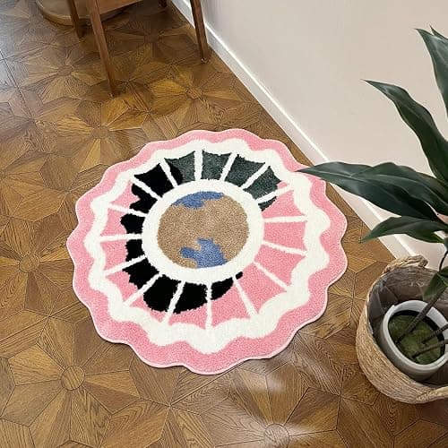 LAKEA Pink Round Tufted Rug Soft Thick Plush Educational Non-Slip Durable Easy Clean Girls Room Friendly Global Decor (35.4X35.4 inch) thumbnail 9