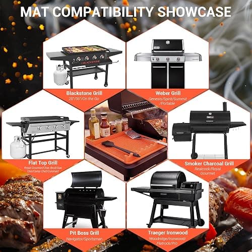 WZGUSXN Heat Resistant Silicone Grill Mat for Blackstone - 2Pack 16x11.5'' Non-Slip BBQ Tool Mat, Outdoor Cooking Camping & Tailgating, for Men Grilling（Orange） thumbnail 9