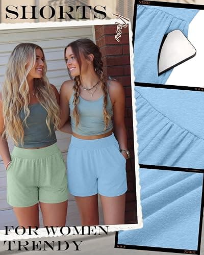 Neer 3 Pack Women's Athletic Shorts Lightweight 5'' High Waisted Elastic Wide Leg Yoga Lounge Casual Workout with Pockets thumbnail 5