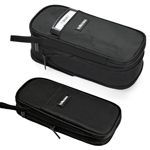 YOKUMA Pencil Case Pencil Pouch for Boys Big Capacity Pen Bag Box, Aesthetic College School Supplies for Student Teen Adults Preppy,Black - Image 1