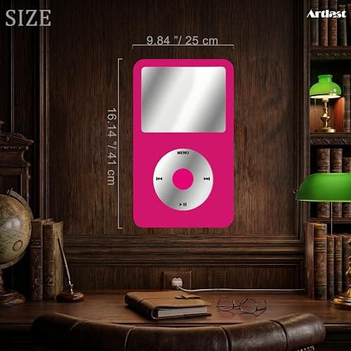 Retro MP3 Player Wall Mirror Vintage 2000s Music Player Aesthetic Fun Mirror for Bedroom Hot Pink Y2K Room Decor, Quirky Vanity Mirror for College Dorm, Desk Cool Nostalgic Gifts for Teen Girls thumbnail 2